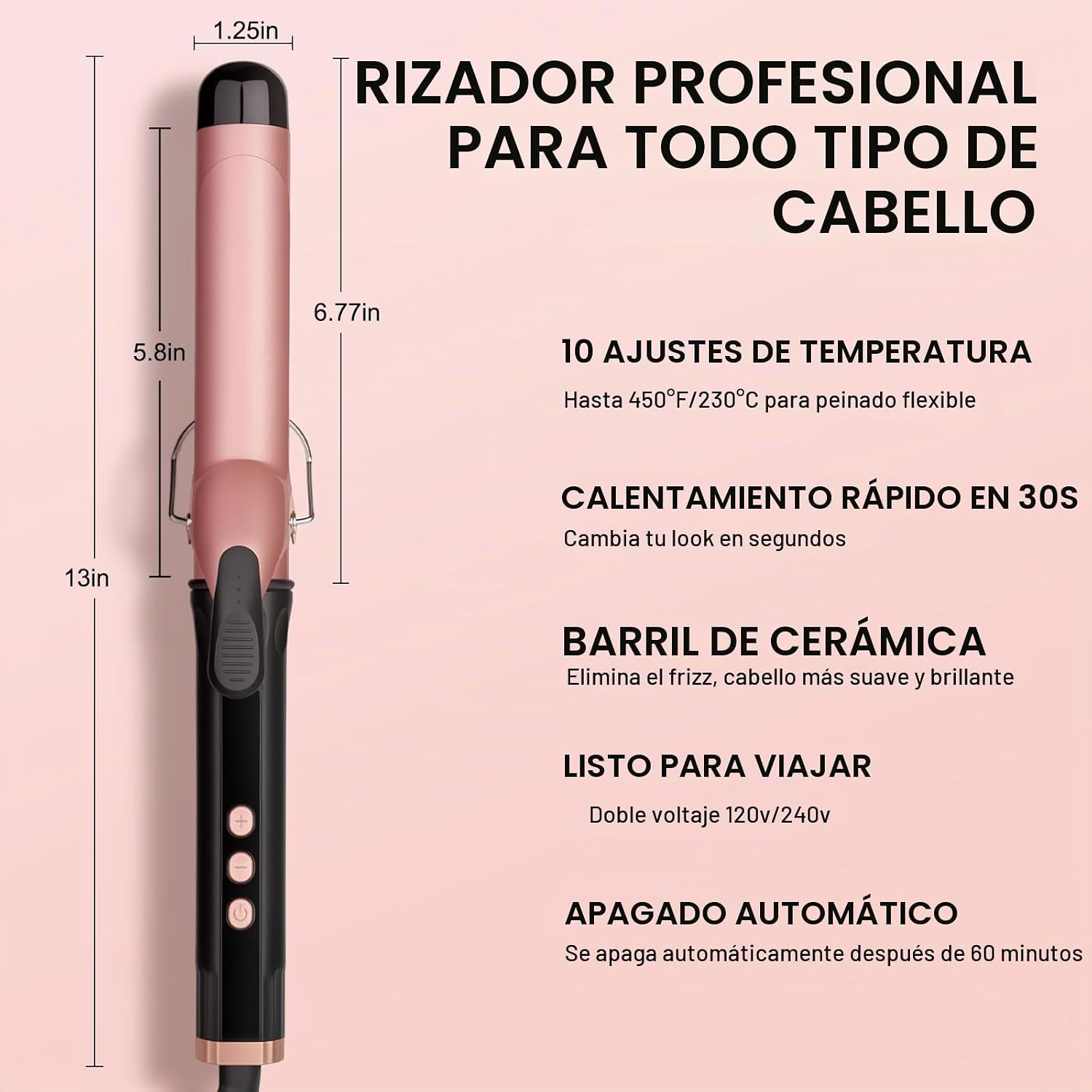 JAETON - Varita rizadora de cabello de 1 1\/4 pulgadas para rizos s...