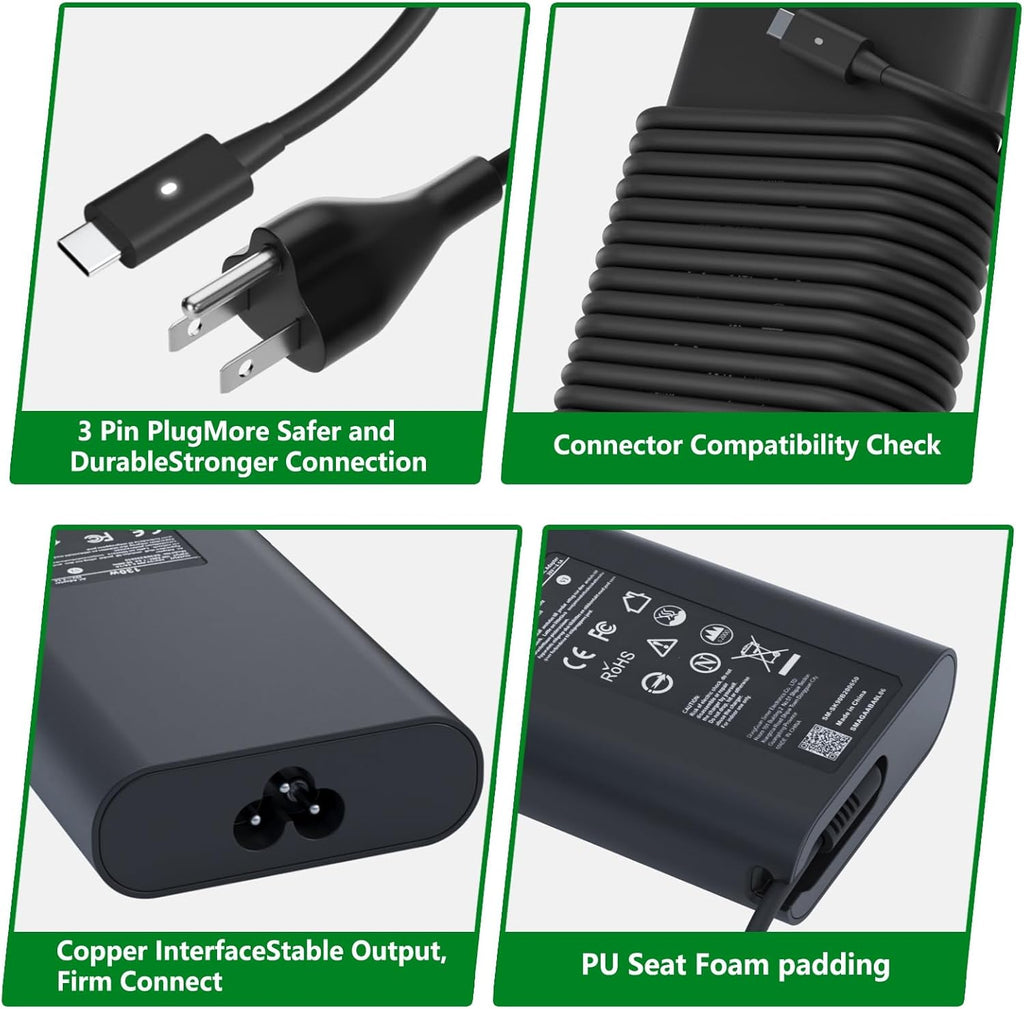 Cargador de laptop USB C de 130W compatible con computadora Dell XP...