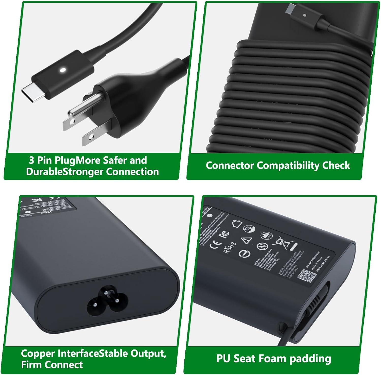 Cargador de laptop USB C de 130W compatible con computadora Dell XP...