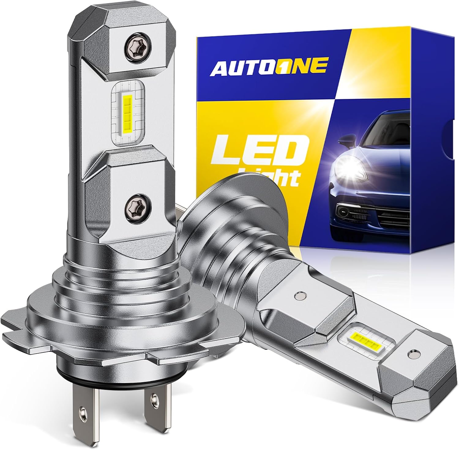 AUTOONE Bombilla LED H7, 1200% más brillante, 6500 K, blanco frío,...
