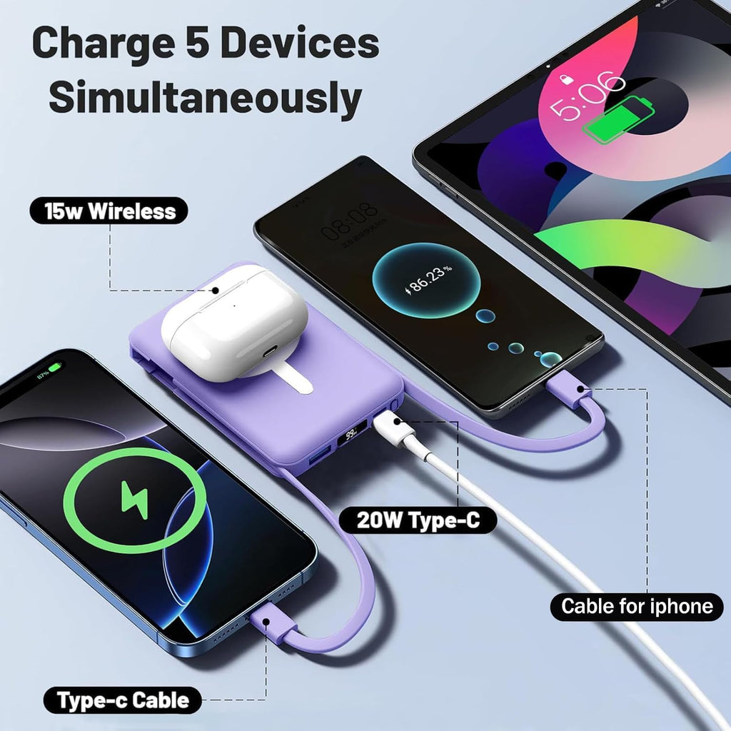 Azmuth Cargador portátil MagSafe, banco de energía magnético de 100...