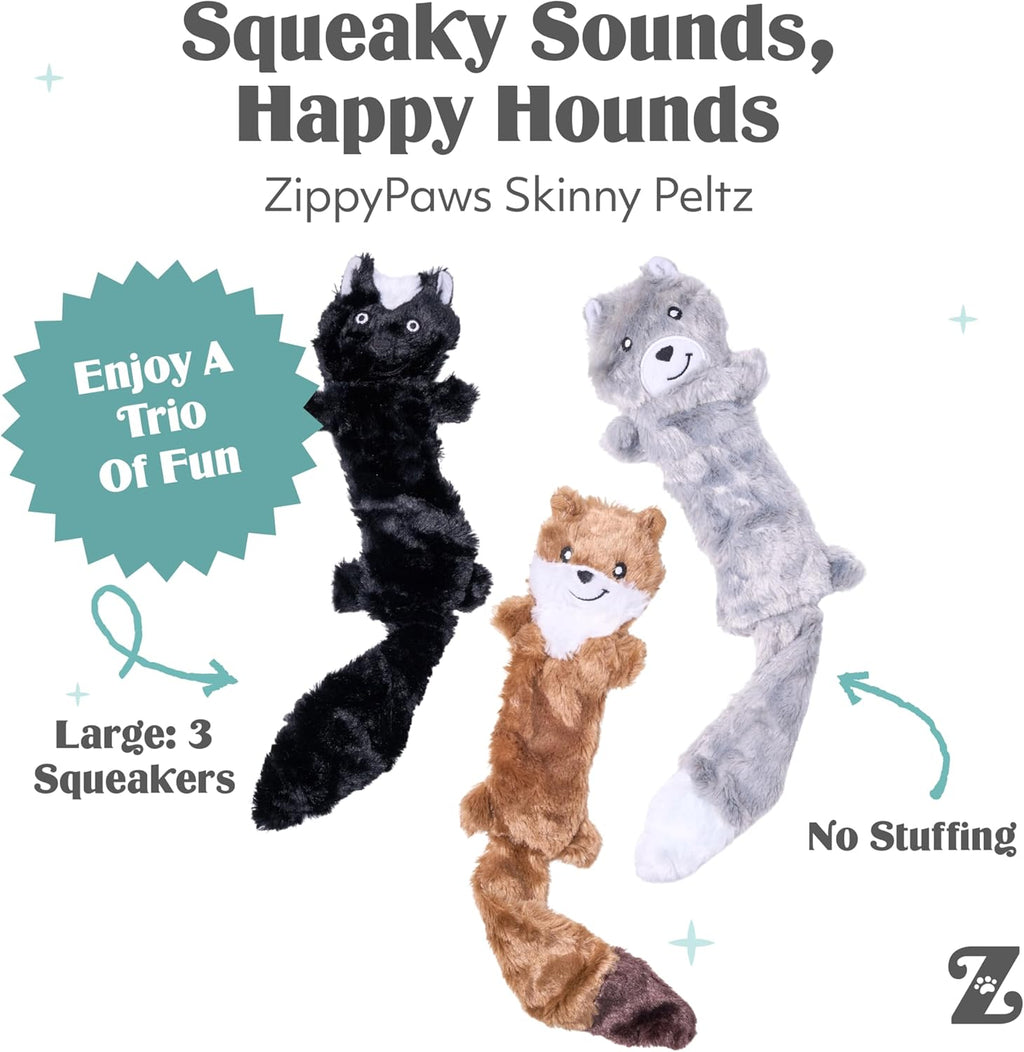 ZippyPaws Skinny Peltz - Paquete de juguetes para perros sin rellen...