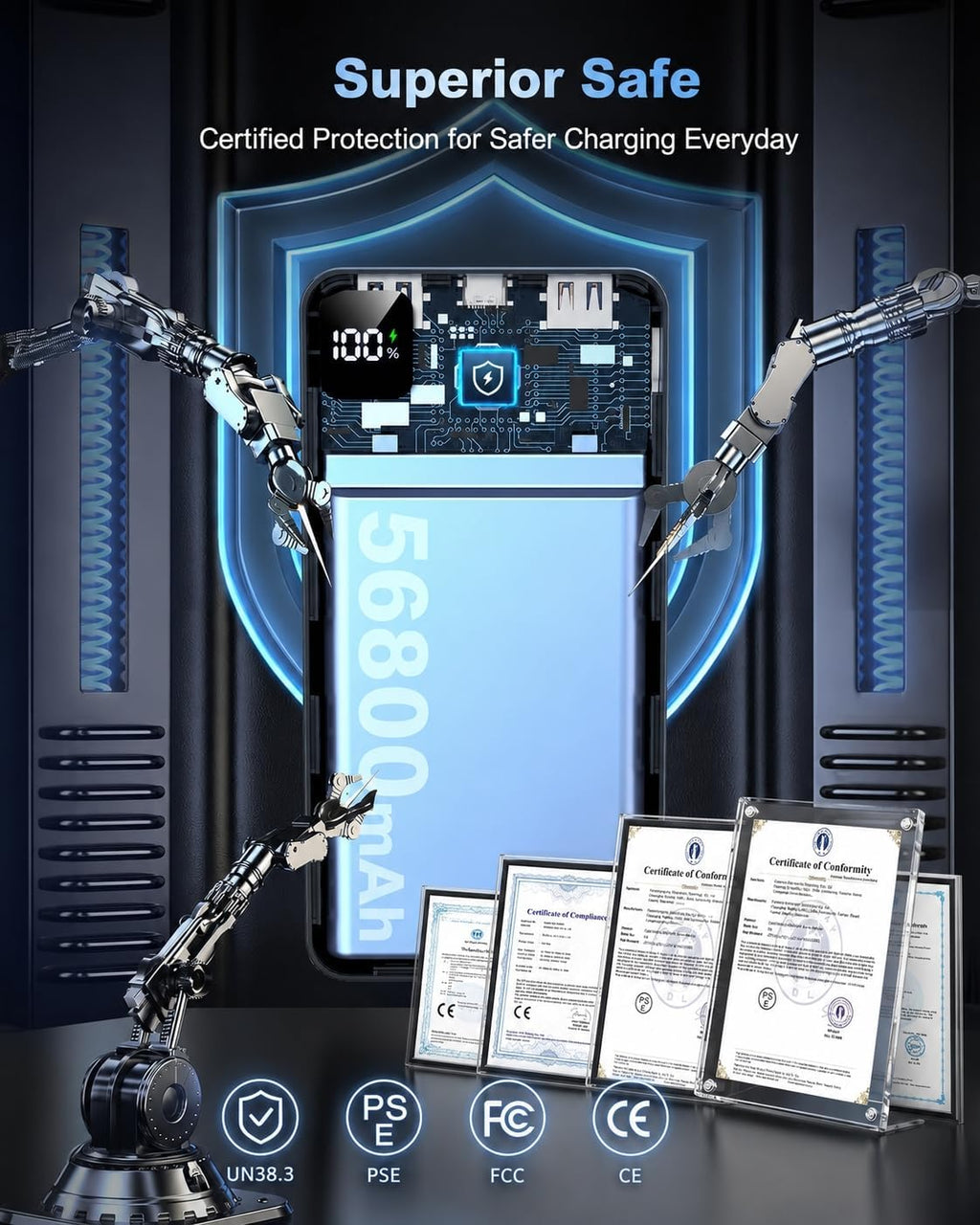 Cargador portátil, batería de 56800 mAh, cargador de teléfono portá...