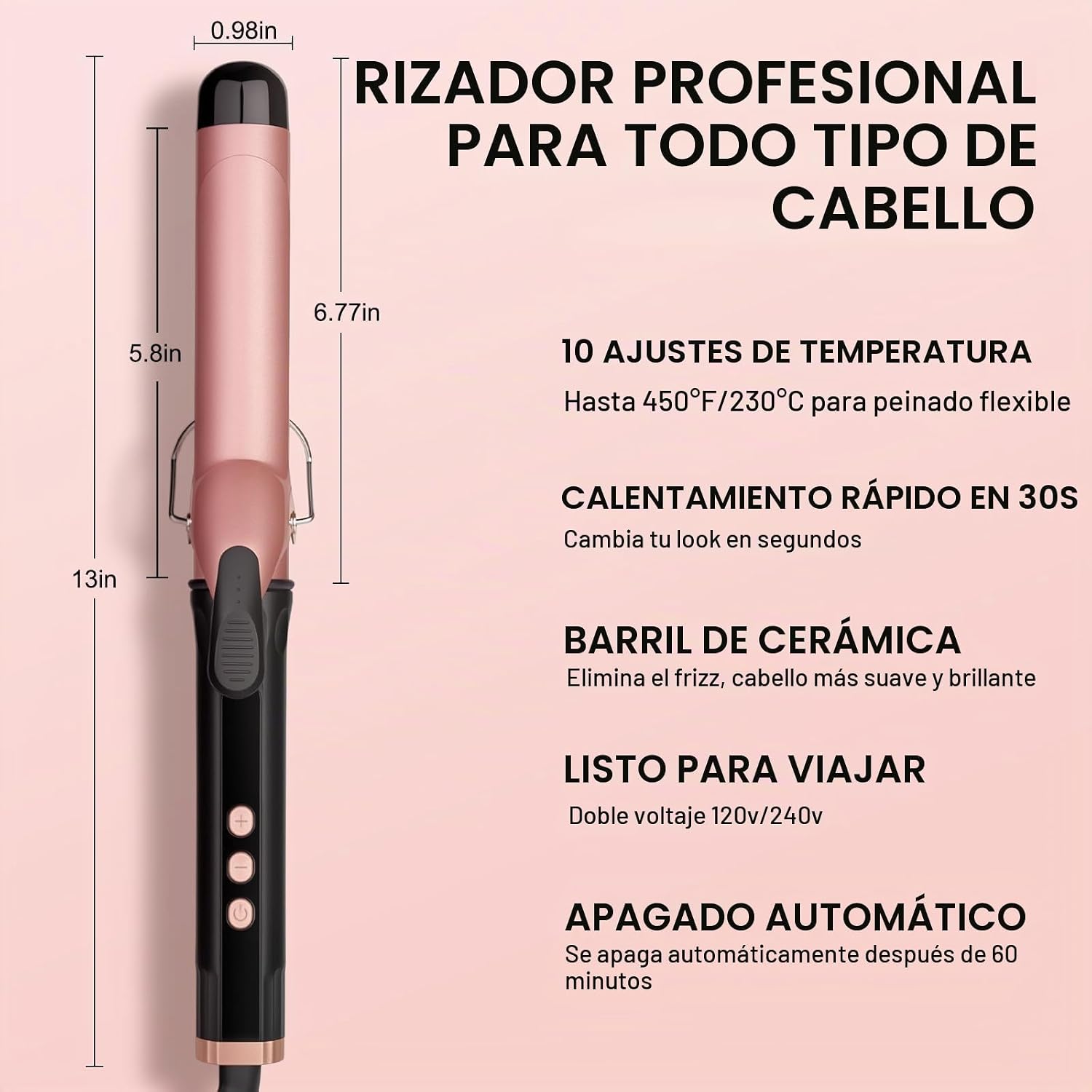 JAETON - Varita rizadora de cabello de 1 pulgada para rizos clásico...