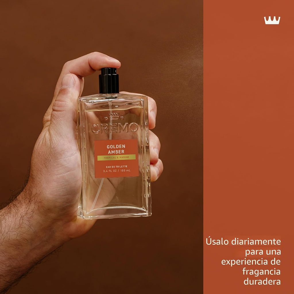 Cremo Colonia para hombres - Espray de colonia Golden Amber para ho...
