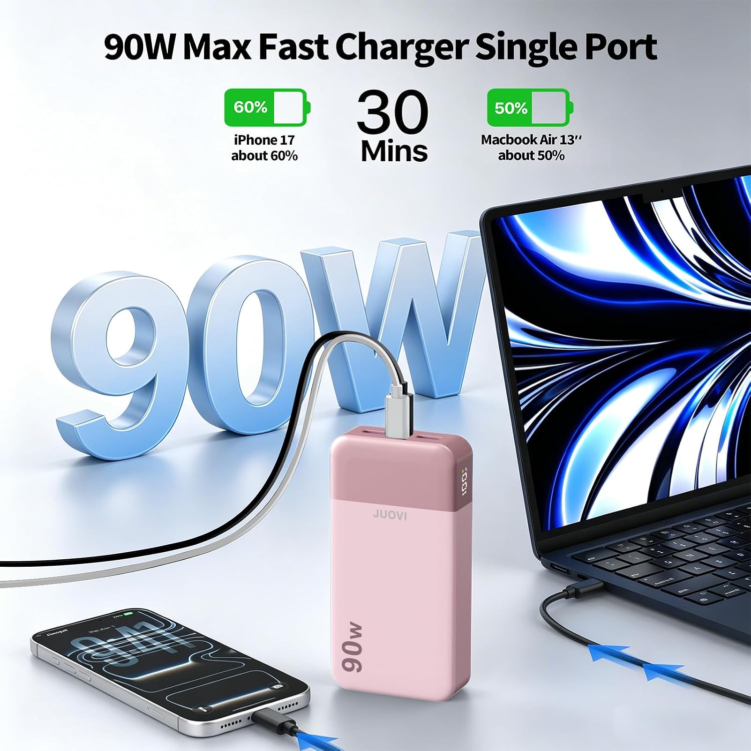 JUOVI Banco de energía para computadora portátil, 20000 mAh, 90 W,...