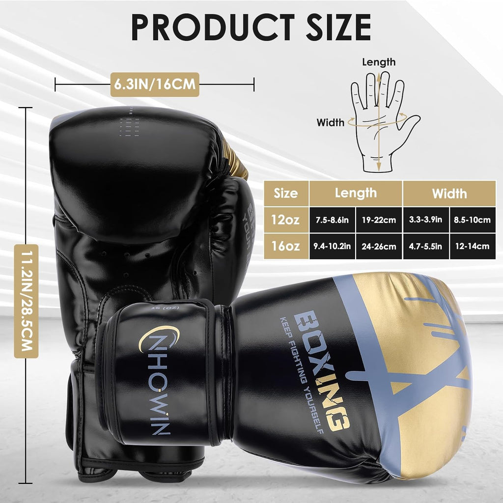 NHOWIN Guantes de boxeo, 12 oz \/ 16 oz \u2013 Guantes de boxeo par...