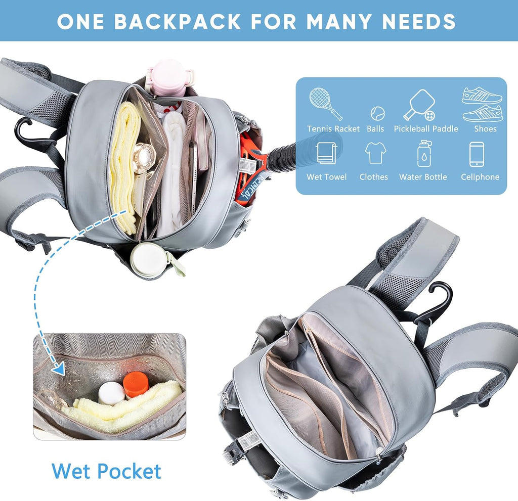 SPORJET Mochila de Tenis con Soporte para 2 Raquetas, Bolsa de Raqu...