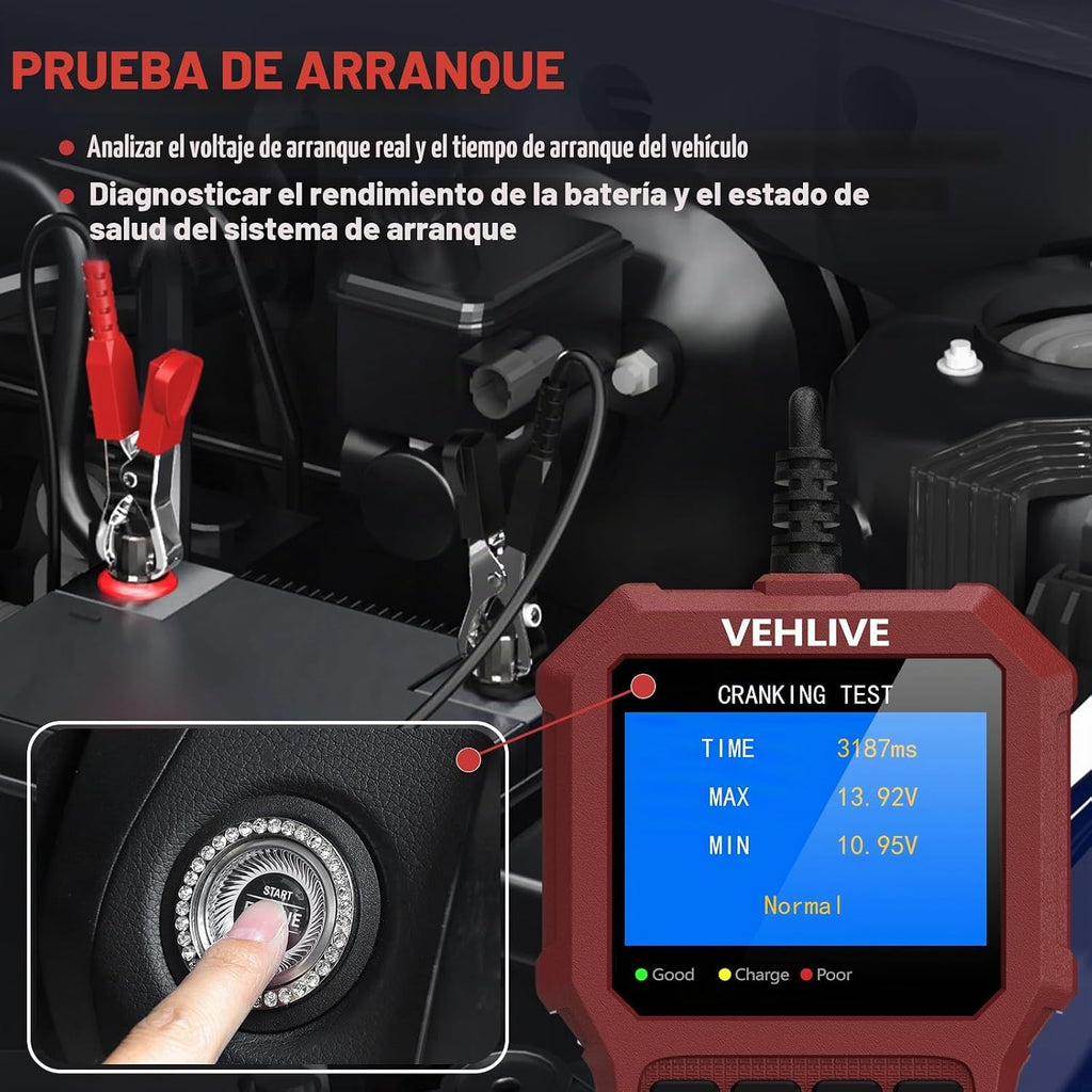 BT911 5-3000CCA - Probador de batería de automóvil de 6 V, 12 V y 2...