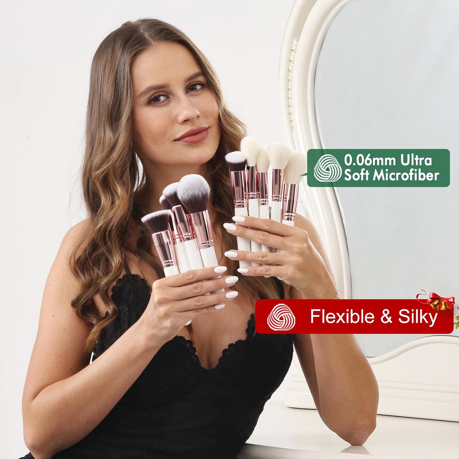 Set de brochas de maquillaje profesional 32 piezas de pelo de cabra...