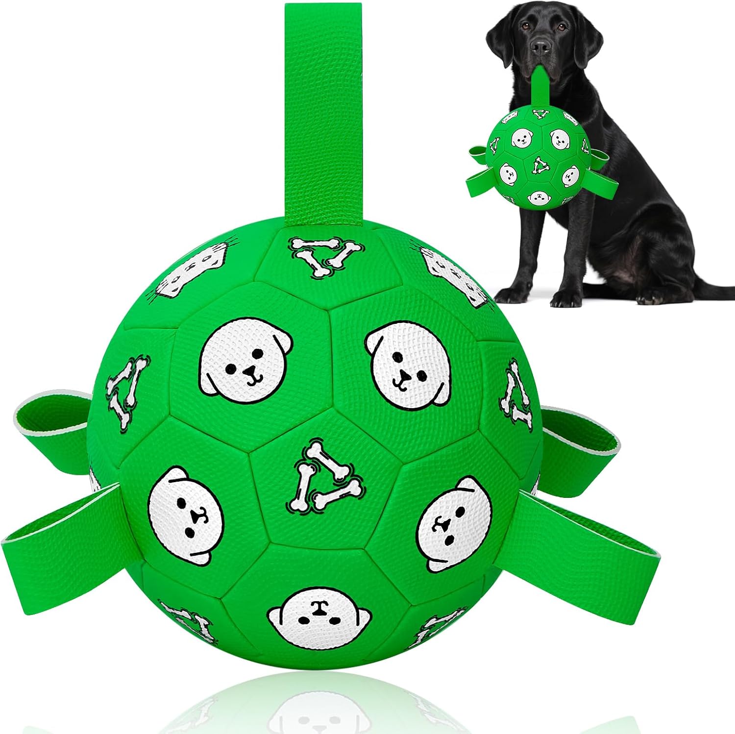 WYNTRIUM Pelota de fútbol de juguete para perros con pestañas de ag...