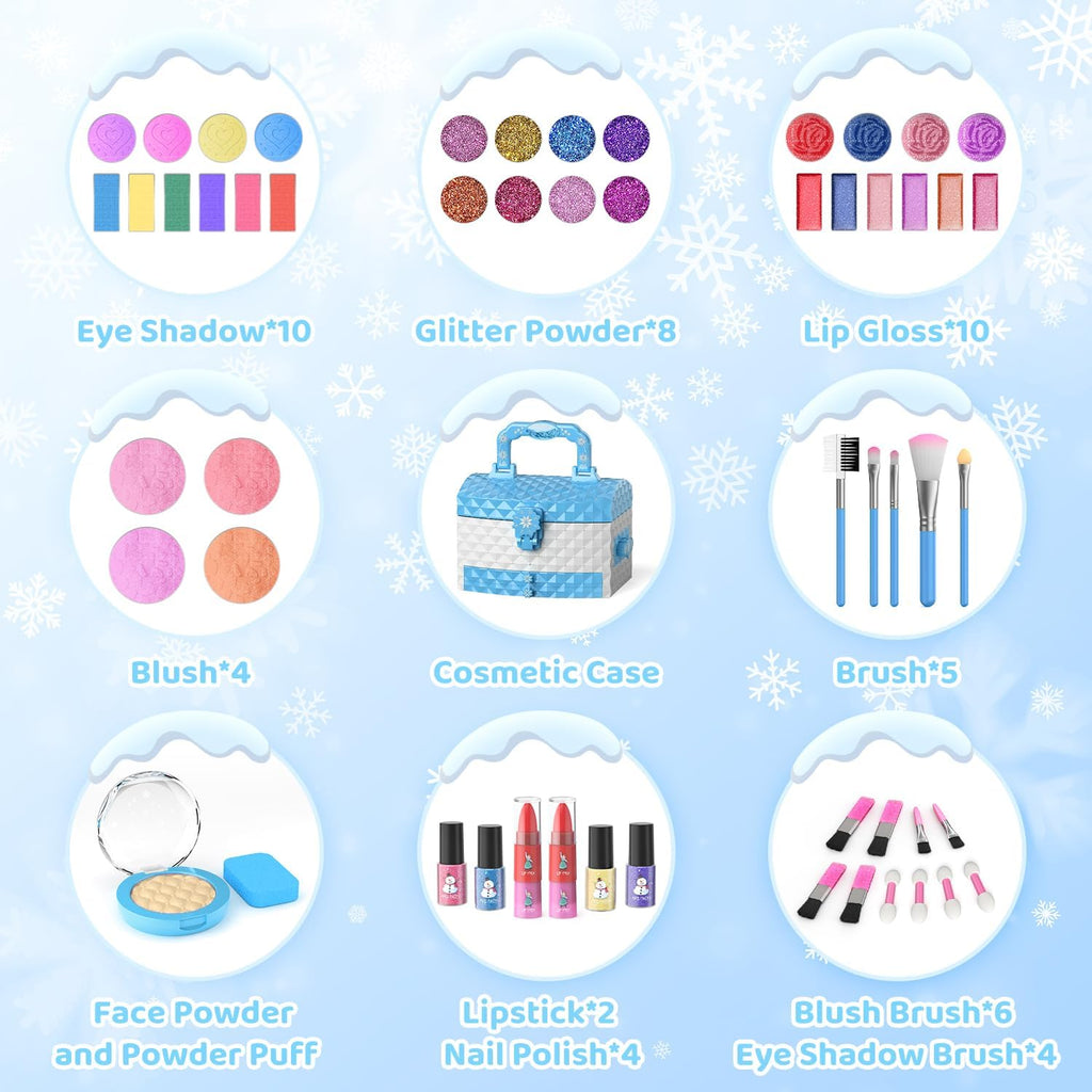 Perryhome Juego de maquillaje para niñas, 56 piezas lavables, cosmé...