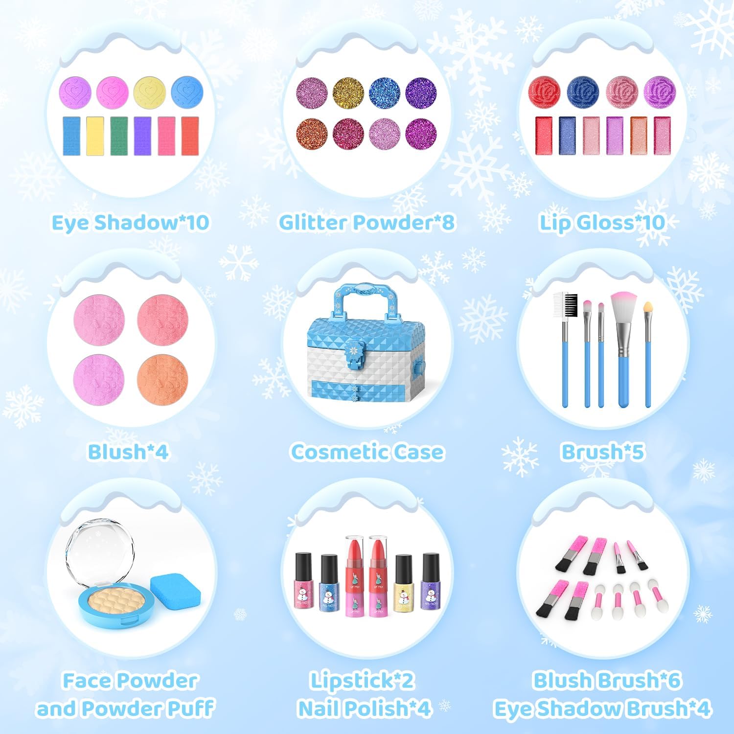 Perryhome Juego de maquillaje para niñas, 56 piezas lavables, cosmé...