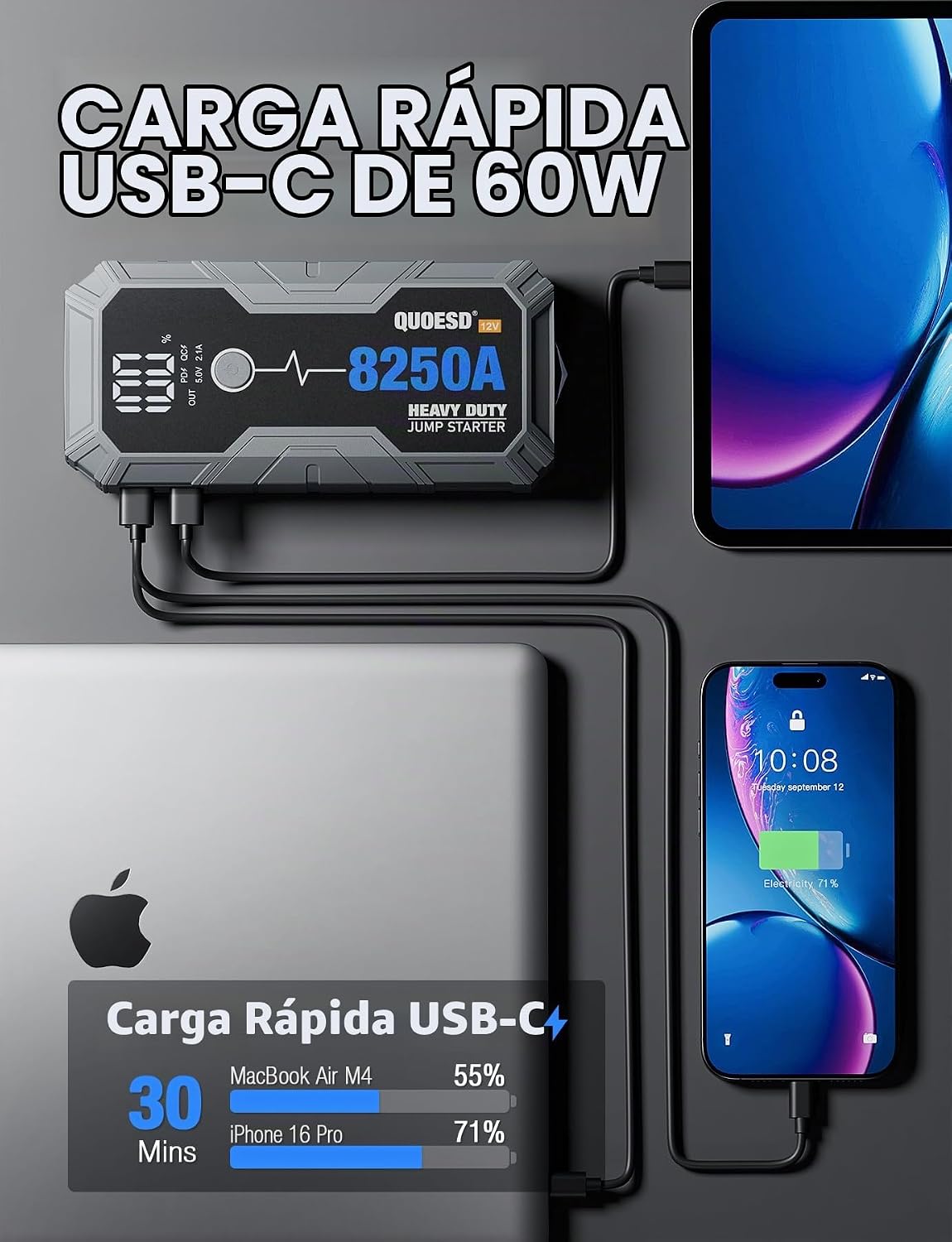 Batería de arranque de arranque 8250A (para todo gas o diésel de 10...