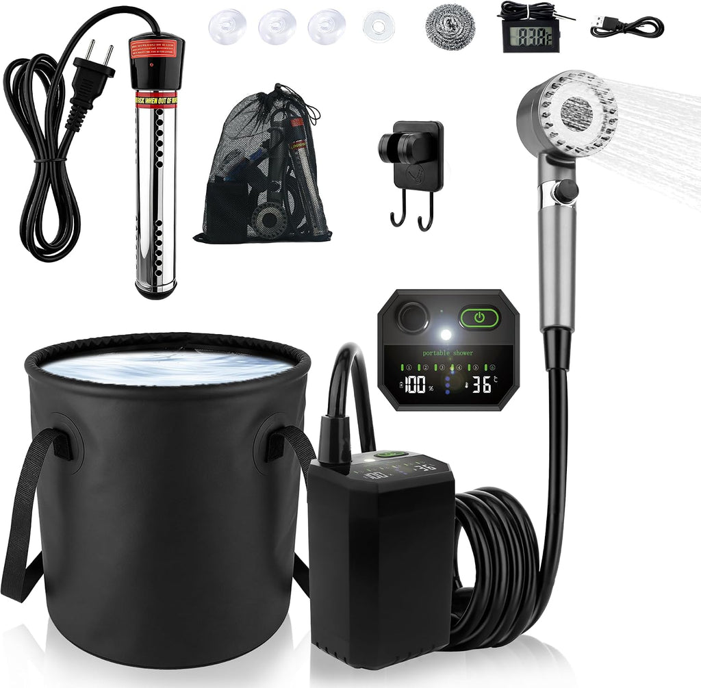 Sumloty Ducha portátil para acampar con calentador, bomba de ducha...