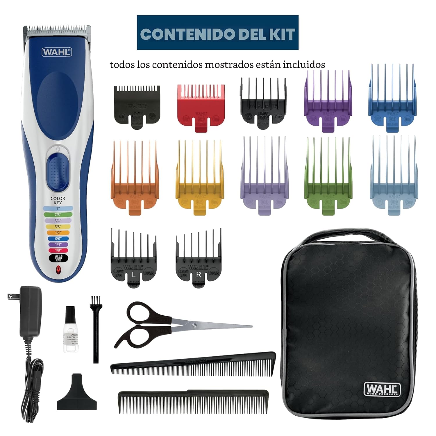 Máquina para cortar pelo de Wahl Color Pro, recargable, inalámbrica...