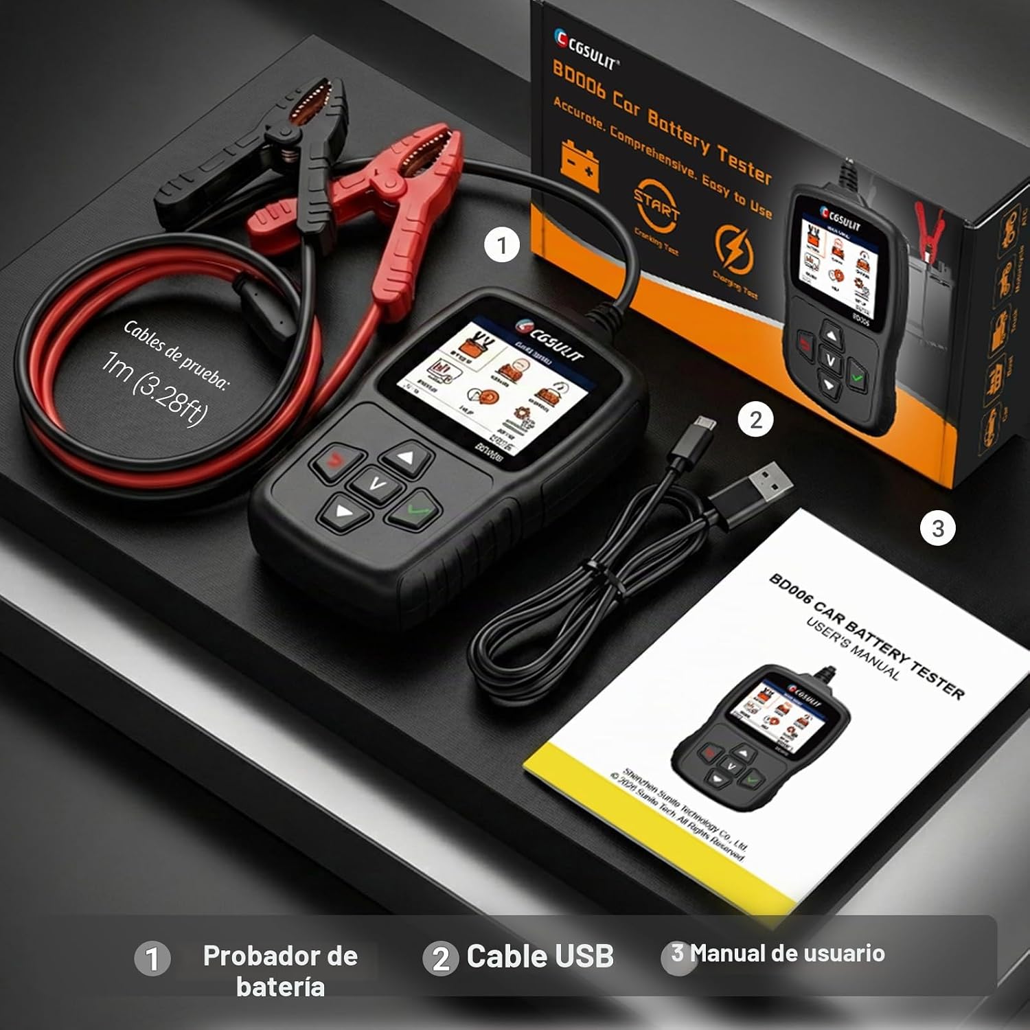 Probador de batería de automóvil 12V\/24V 20-2000CCA Probador de ca...