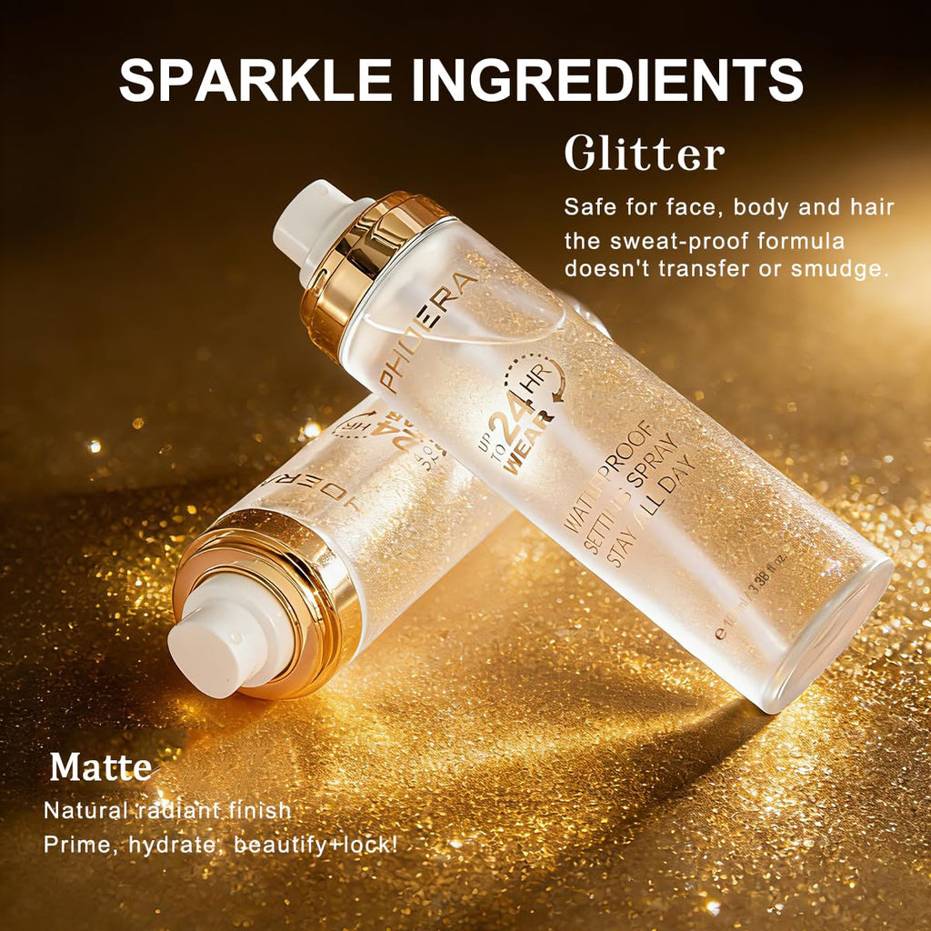 PHOERA - Spray fijador de maquillaje impermeable, larga duración, 2...