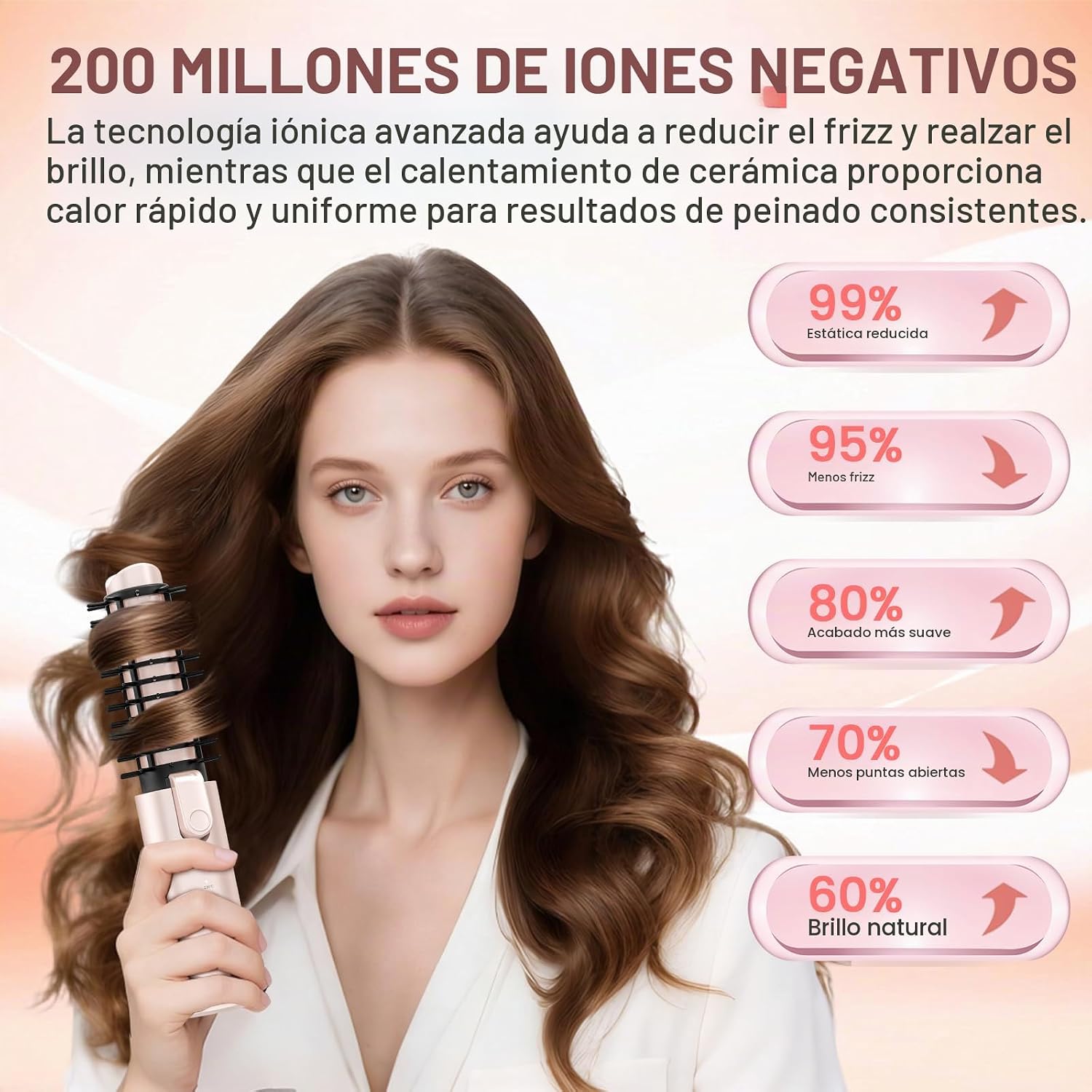 Otichannel Cepillo de rizador de pelo inalámbrico, rizador de pelo...