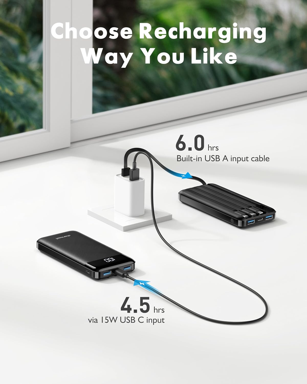 charmast Paquete de 2 cargadores portátiles de 10000 mAh, banco de...