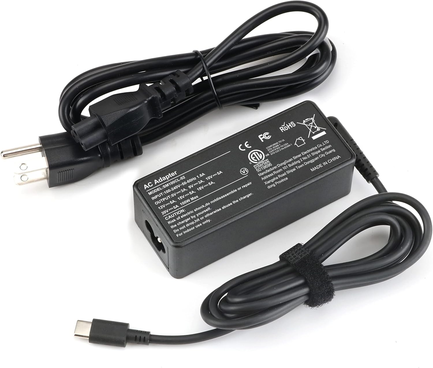 Cargador USB C para laptop, cargador USB C de 100 W, repuesto de ca...