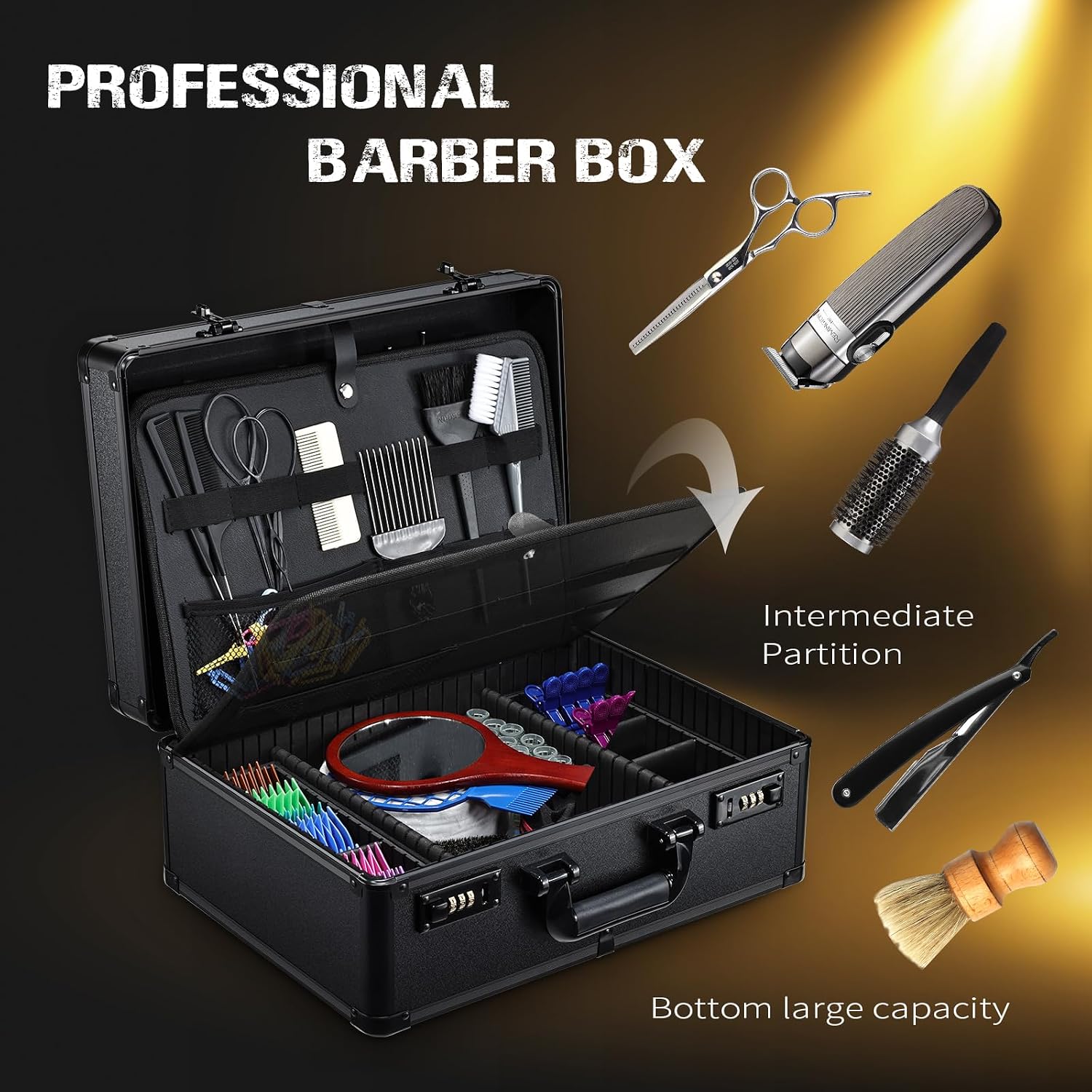 Yueieoun Estuche de accesorios de peluquero, maletín de barberos pr...