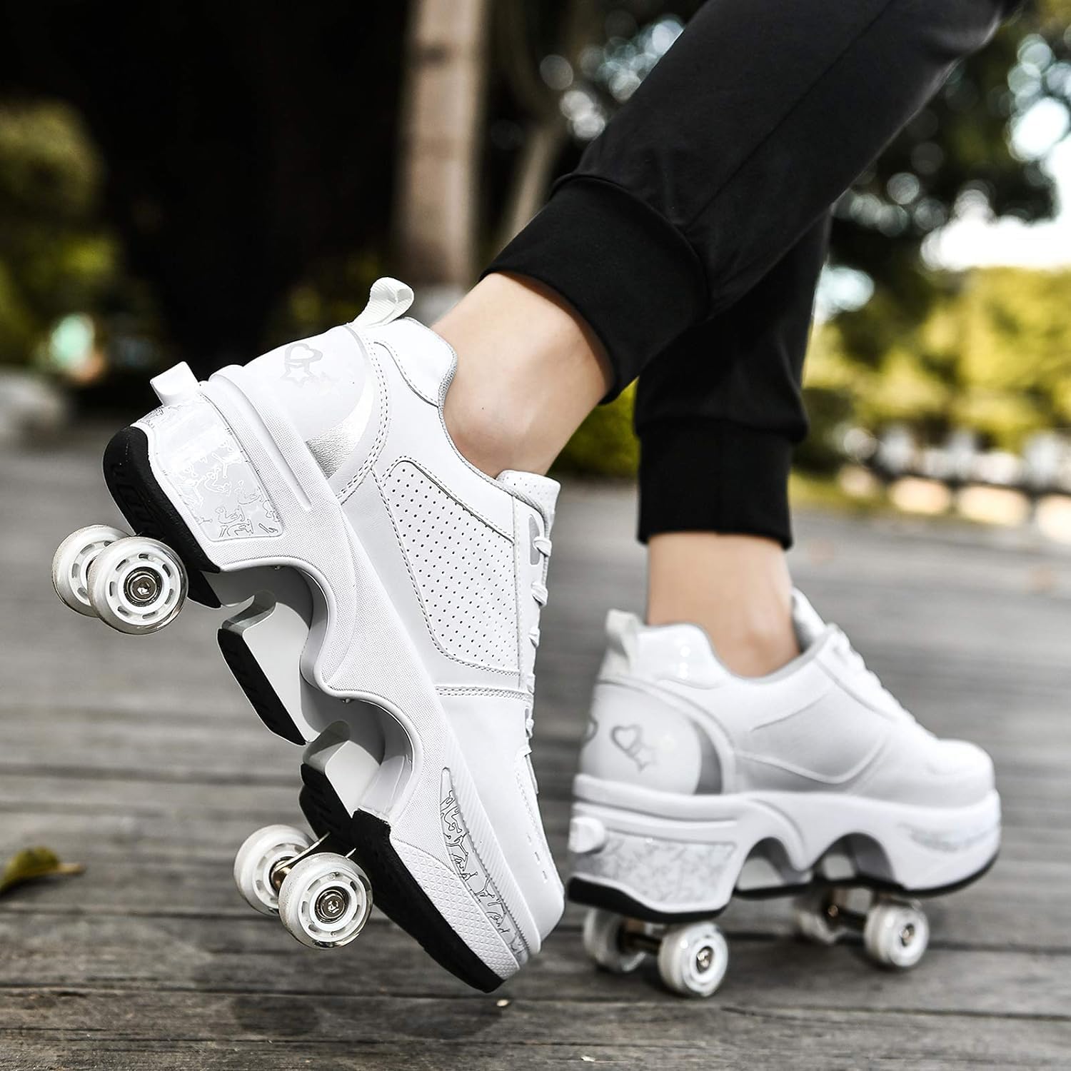 Rueda de deformación de doble hilera Zapatos para caminar automátic...