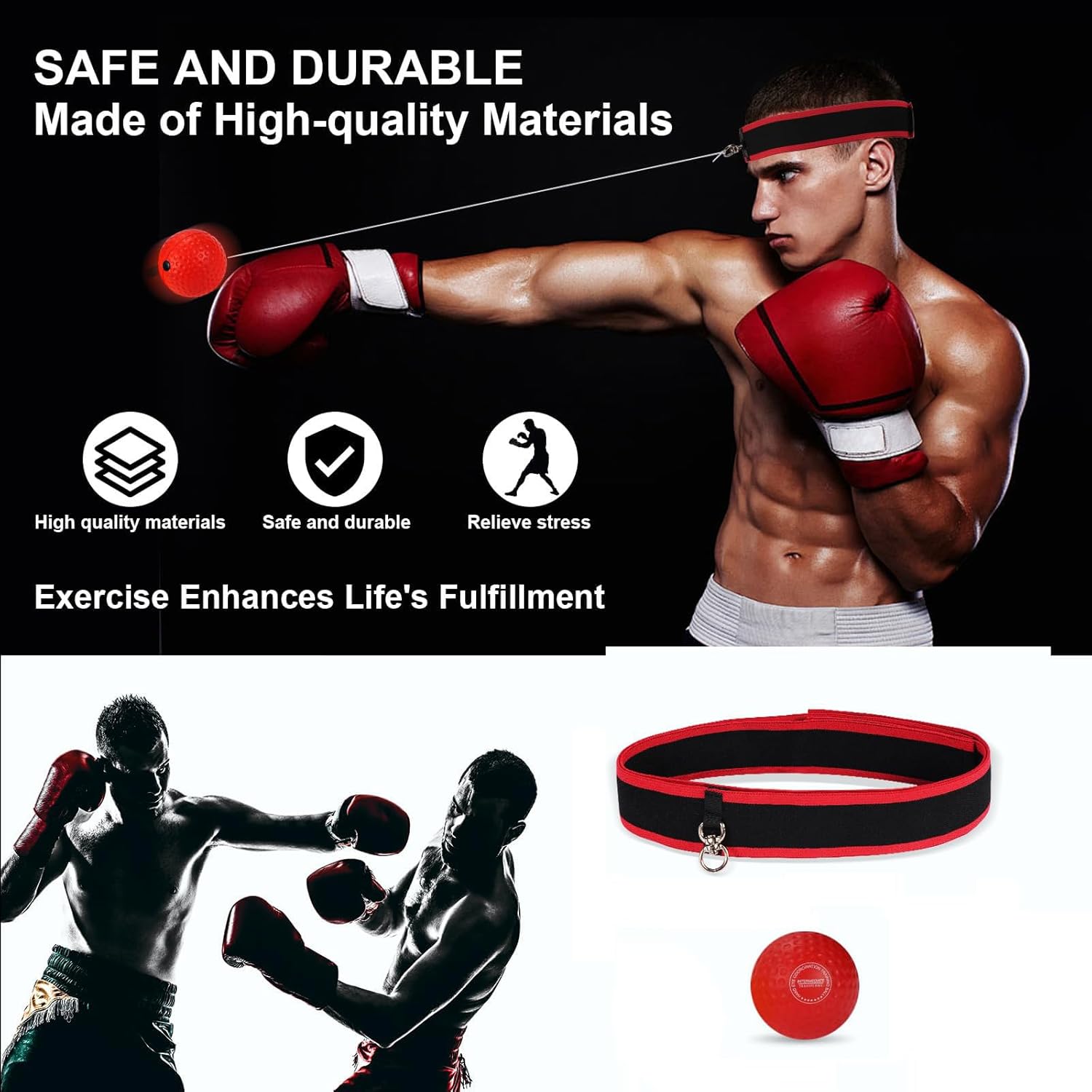 Dermasy - Pelota de reflejos de boxeo mejorada, pelota de entrenami...