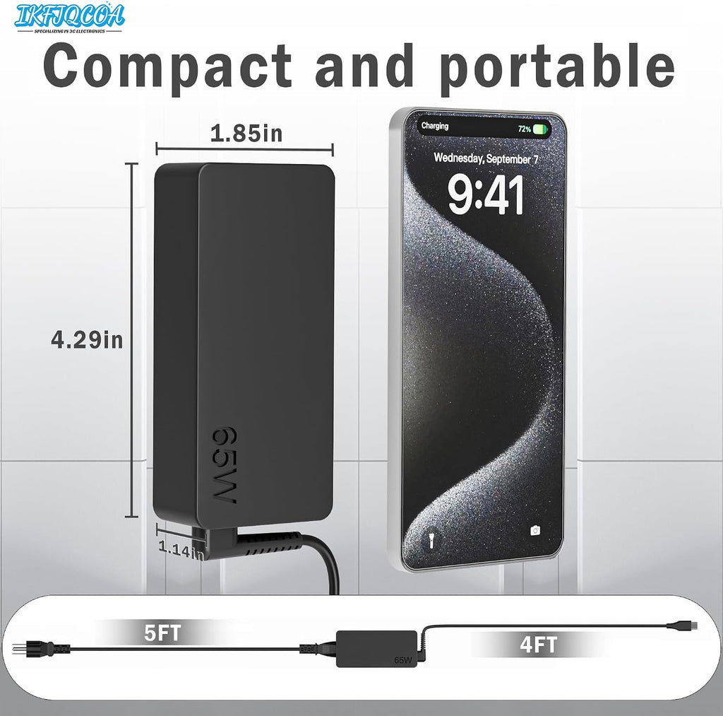 IKFJQCOA Cargador USB C de 65 W y 45 W para laptop compatible con L...