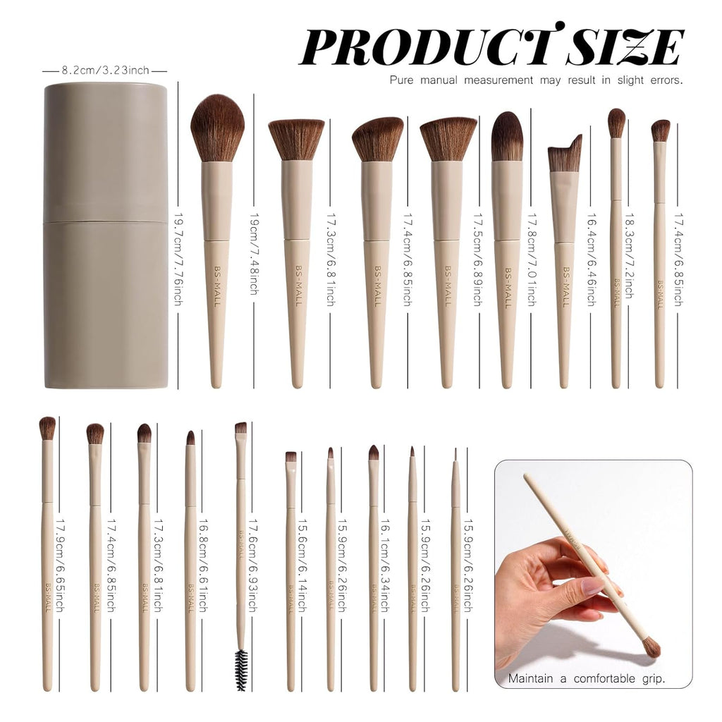 BS-MALL - Juego profesional de 18 brochas de maquillaje con cerdas...