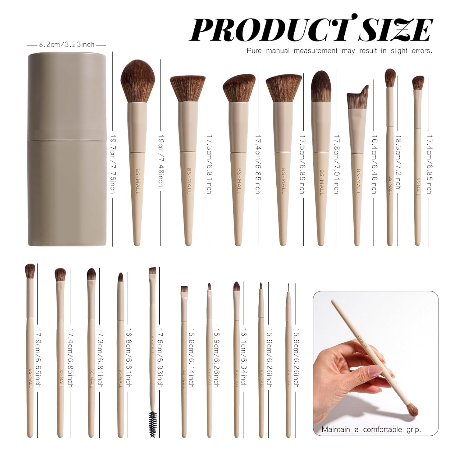 BS-MALL - Juego profesional de 18 brochas de maquillaje con cerdas...