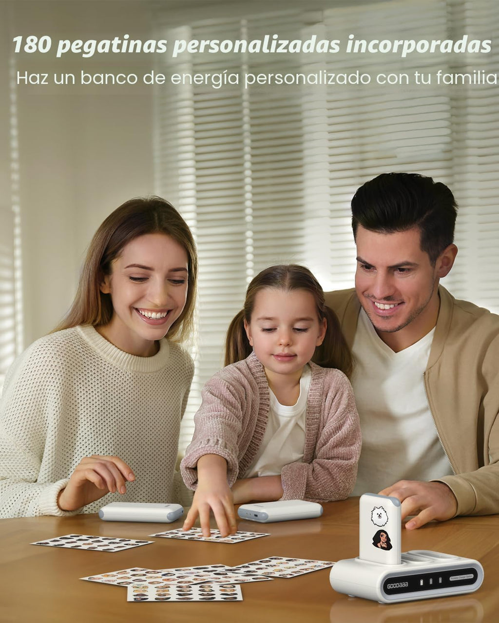 GOODaaa Cargador portátil, paquete de 3 cables integrados de banco...