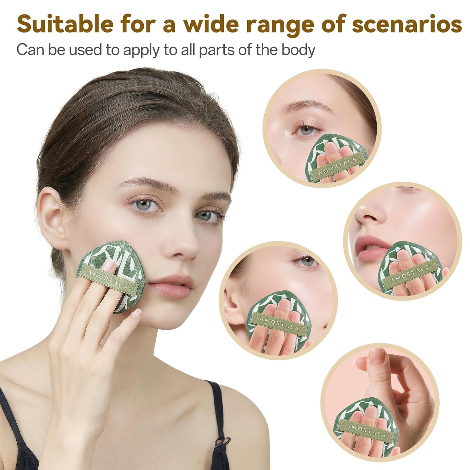 AMORTALS Juego de 2 esponjas de maquillaje y soplo de polvo con est...