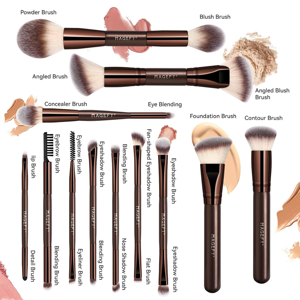 MAGEFY Juego de brochas de maquillaje profesionales 22 en 12 brocha...