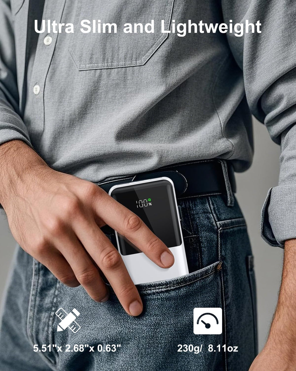 Szfakuer Cargador portátil, batería externa de 10000 mAh delgada, p...