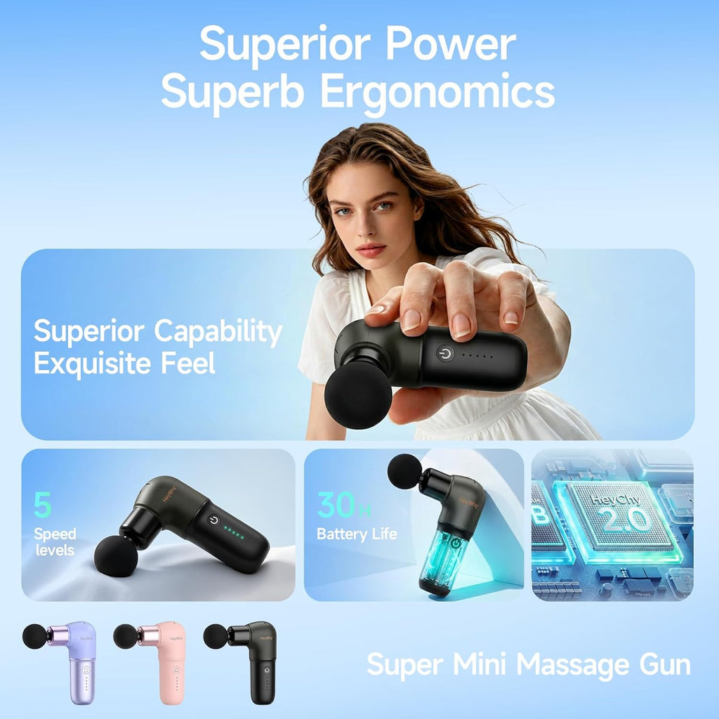 HEYCHY Super Mini Pistola de Masaje, Masajeador de Percusión para T...