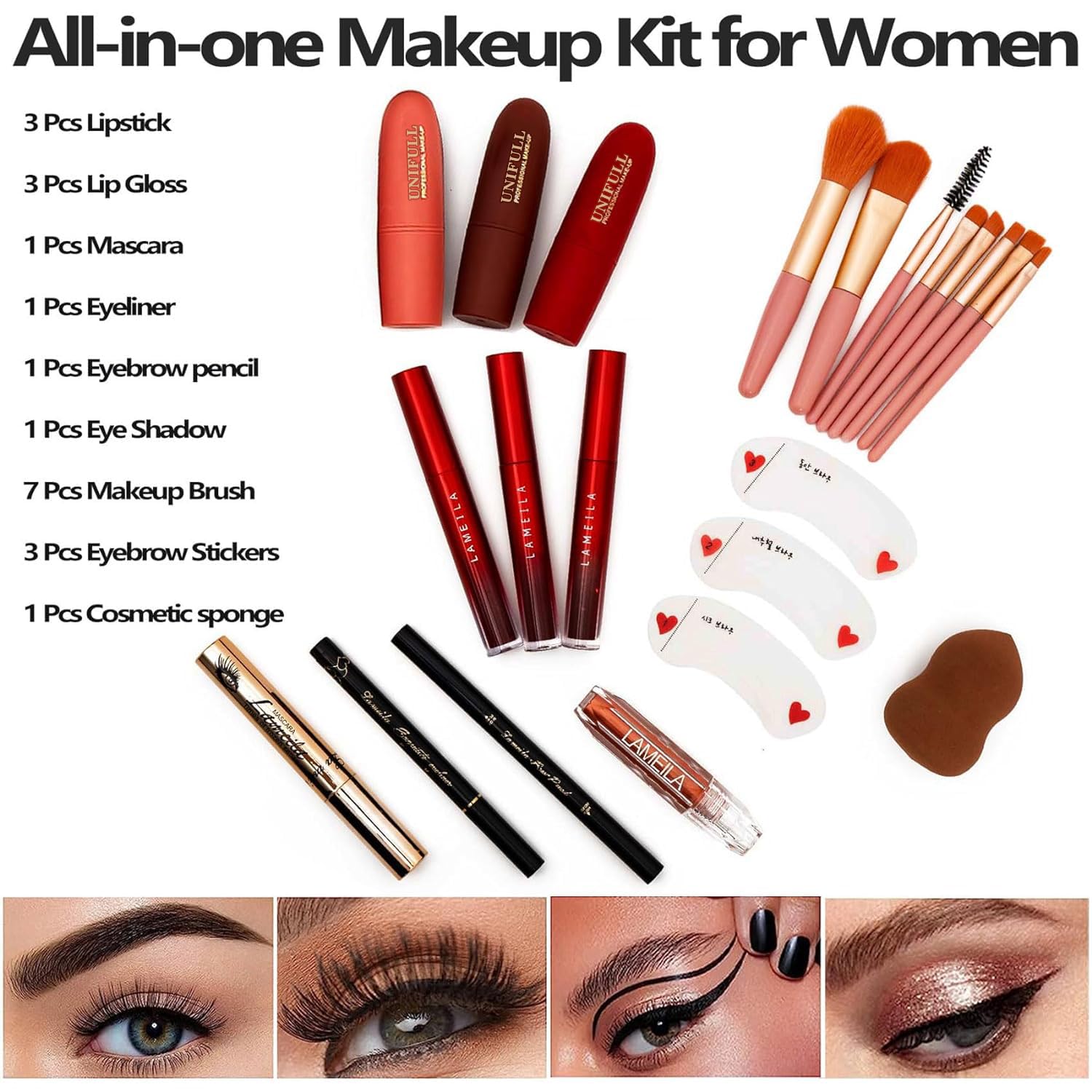 UNIFULL Juego de maquillaje de 190 colores, kit de maquillaje profe...