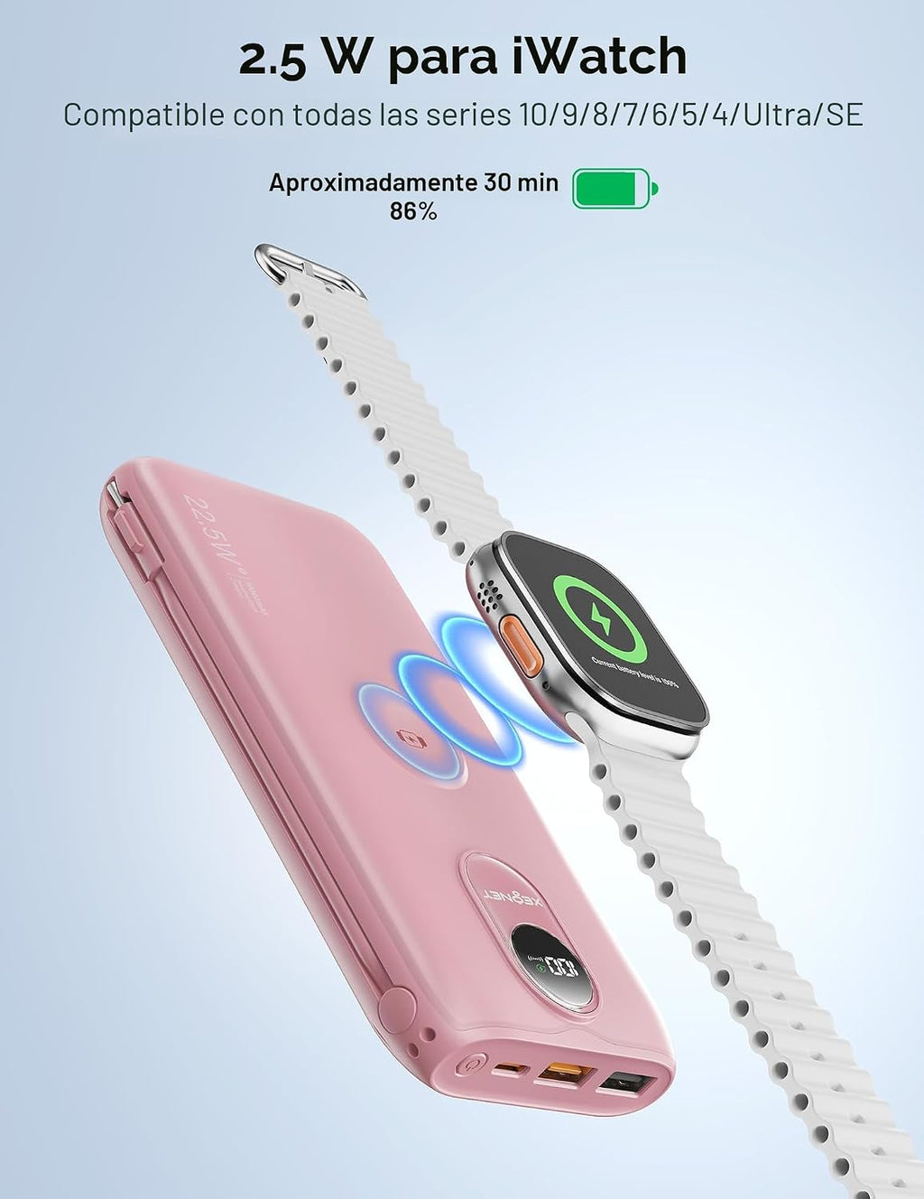 Cargador Portátil XEGNER 10000mAh 20W, Enchufe de Pared, 2 Cables,...