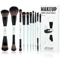 Jessup Juego de brochas de maquillaje, 10 piezas, doble cara para b...