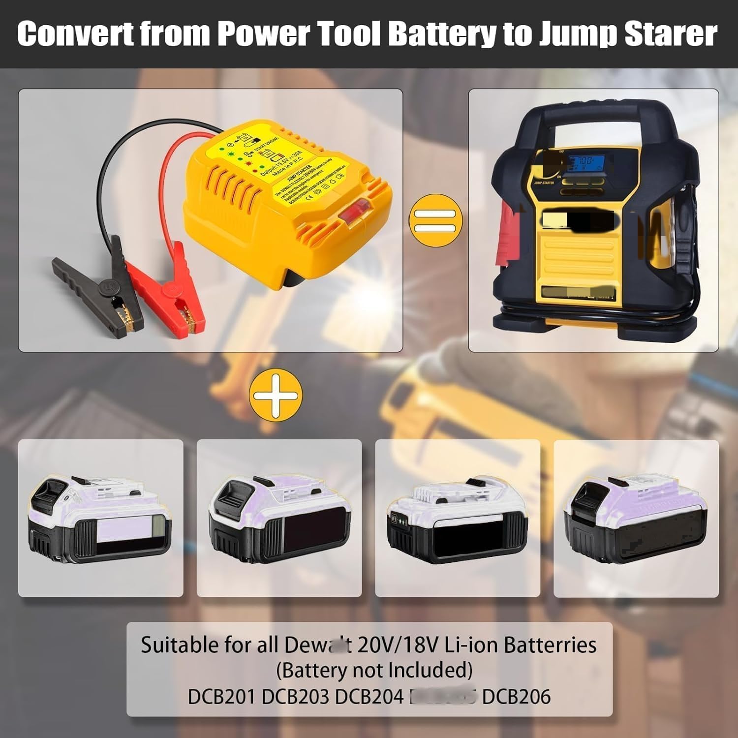 Adaptador de arranque de batería para Dewalt 20 V 60 V, cables de a...
