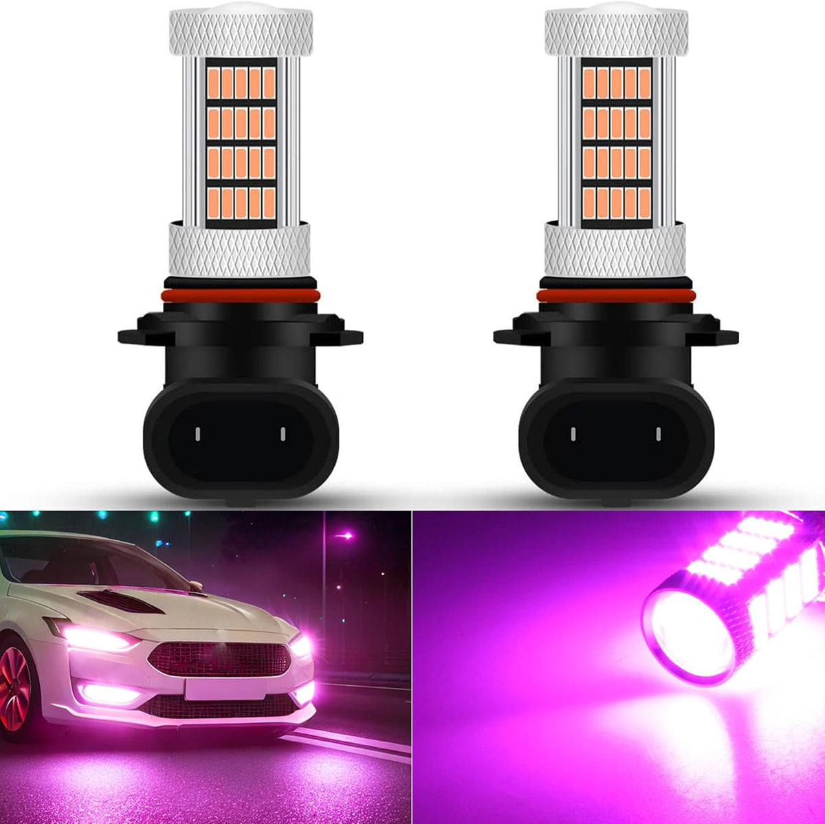 GLOFE Bombillas LED de alta potencia 92smd 14000K Rosa Púrpura 9005...