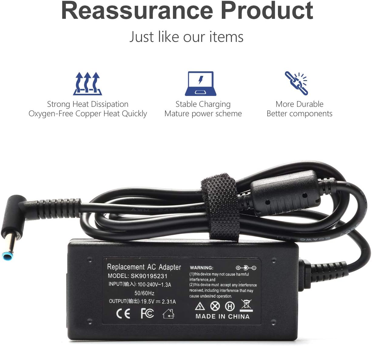 Always-On Safe, cargador de punta azul de 45 W para portátil HP mod...