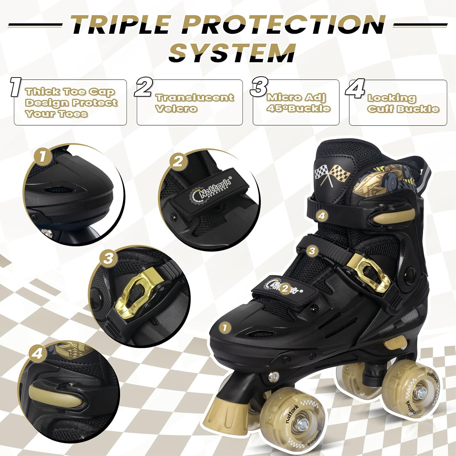 Nattork - Patines ajustables para niños, chicos y chicas adolescent...
