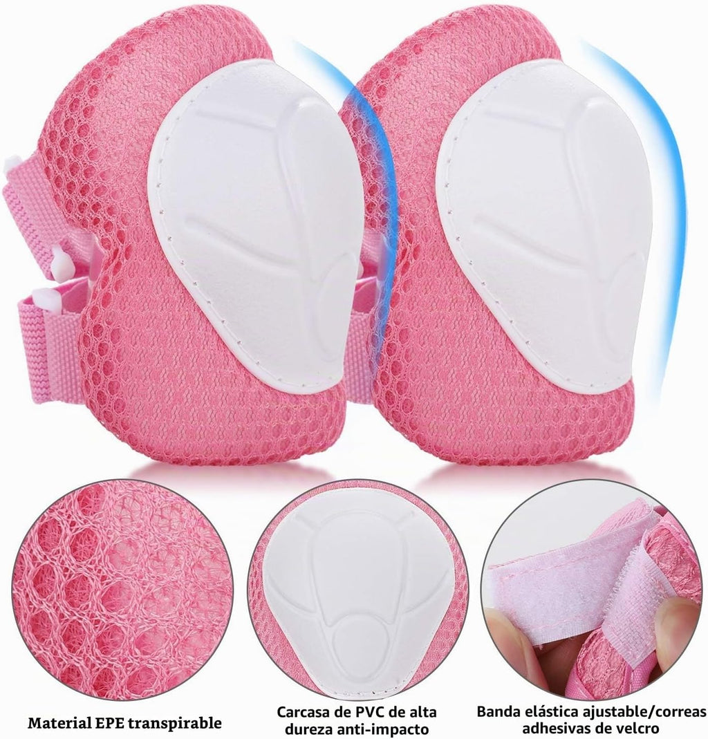 WayEee Juego de casco de bicicleta para niños, rodilleras, equipo d...