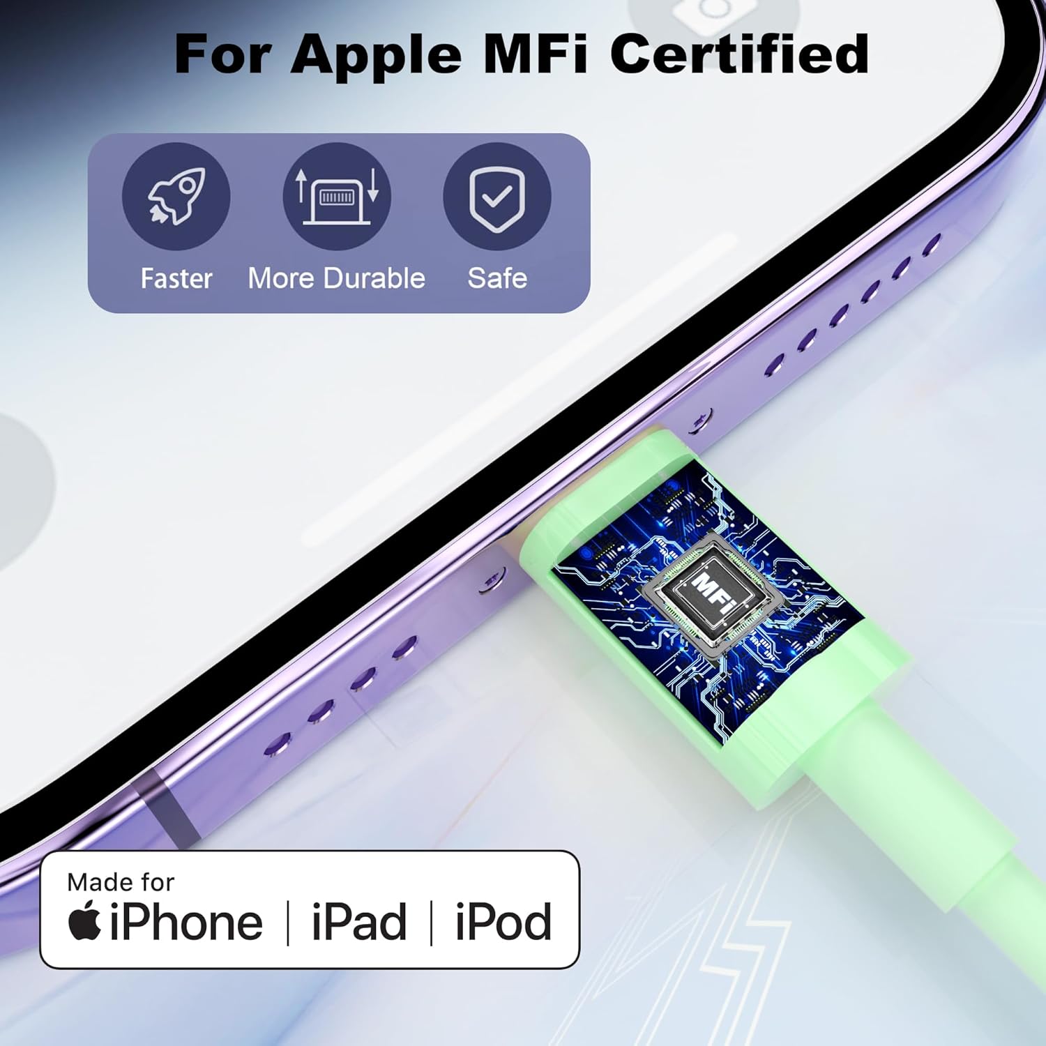 GREPHONE Cargador para iPhone de carga rápida, Cargador de pared US...