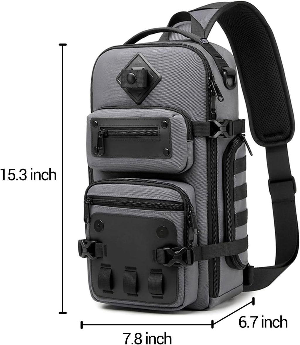 OZUKO Bolsas tácticas para hombres, mochila cruzada impermeable, bo...