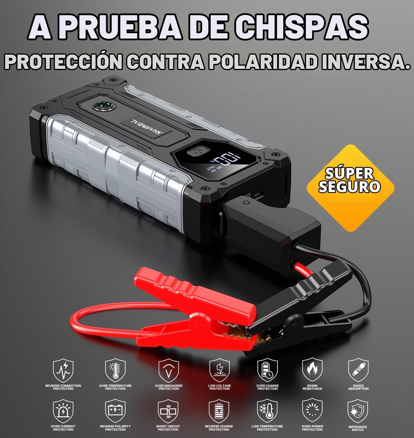 Sharmeal Arrancador de coche 7000A, paquete de batería de arranque...