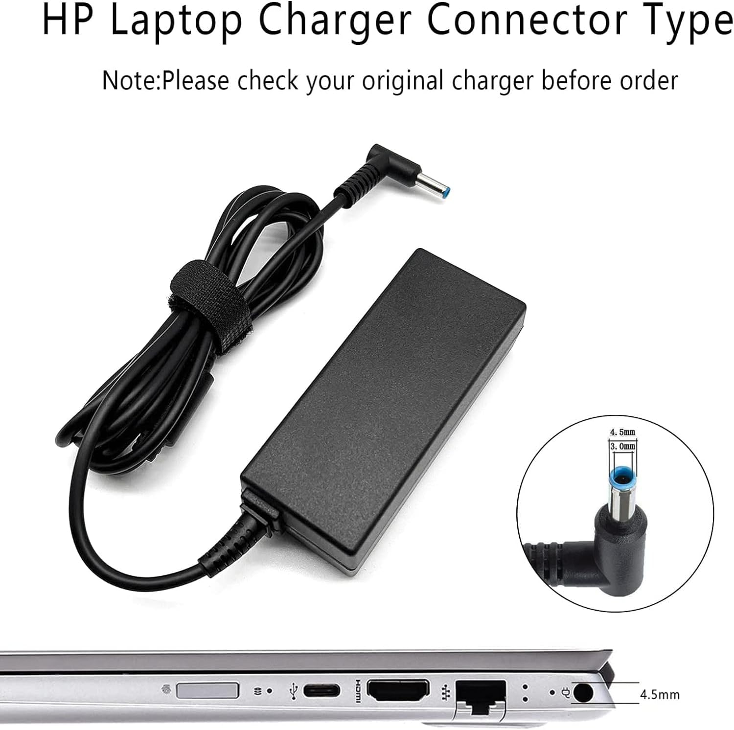 45W 19.5V 2.31A para cargador de laptop HP Punta azul, HP Pavilion...
