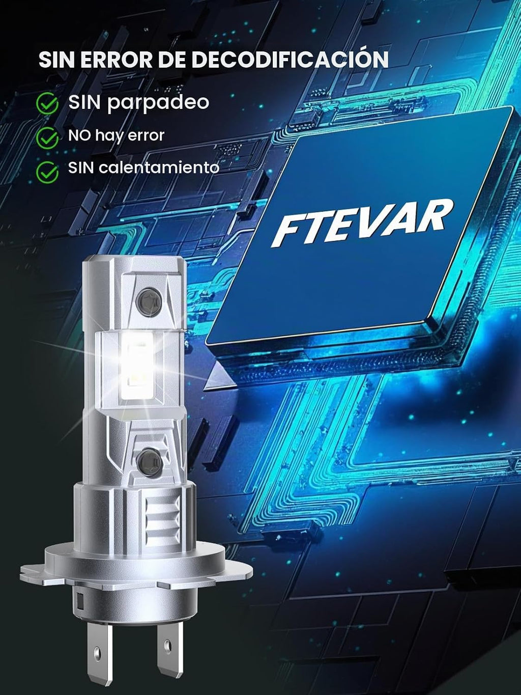 FTEVAR Bombillas LED H7, 30000LM, sin ventilador, Plug and Play, pa...