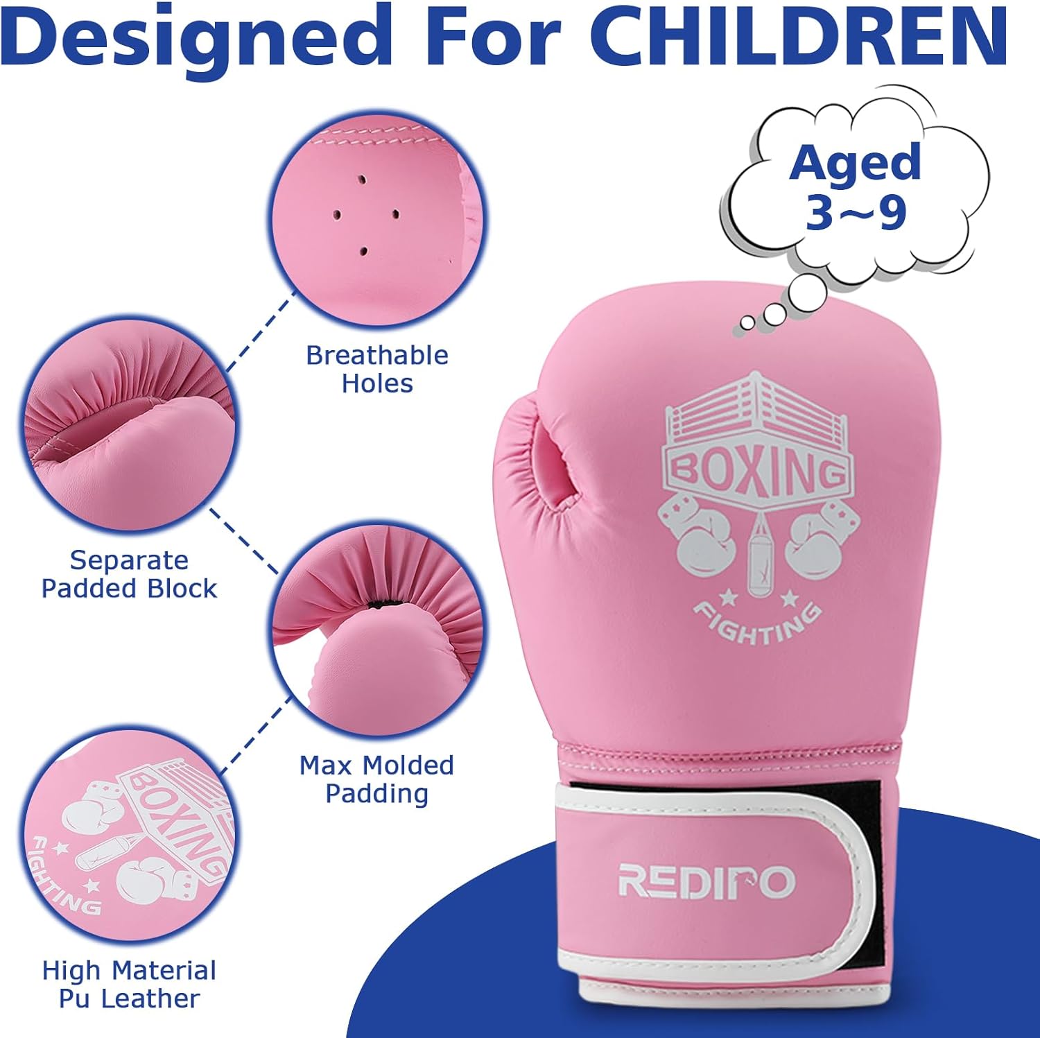 Redipo Guantes de Boxeo para Niños, Guantes de Entrenamiento de Esp...